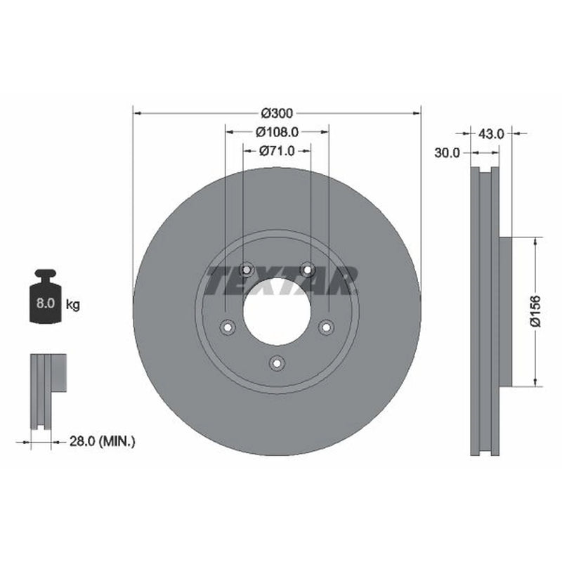 Textar 2 x Vented Front Brake Discs 92099003