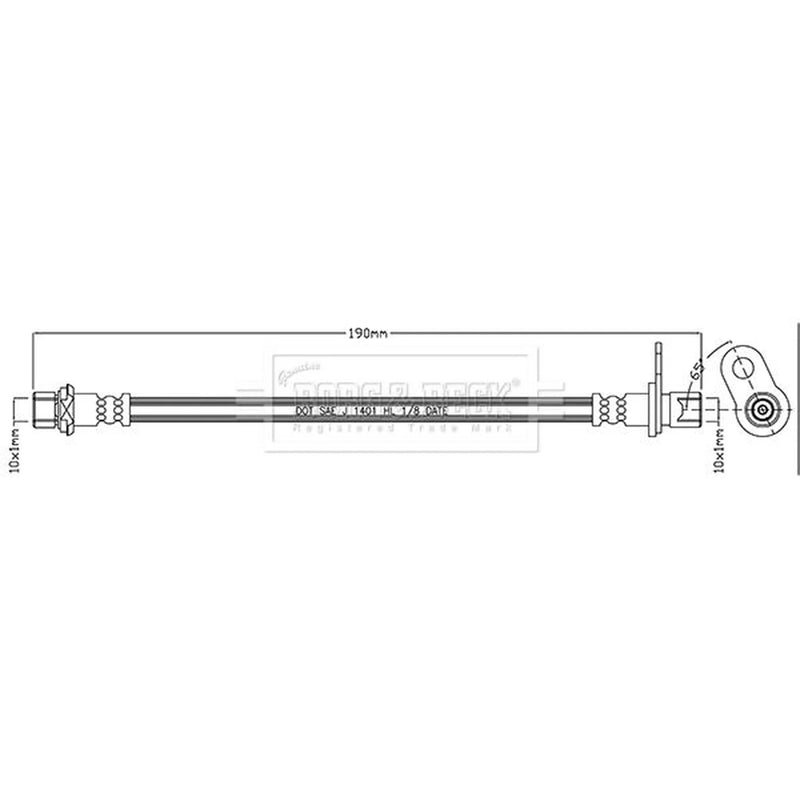 Borg & Beck Brake Hydraulic Hose Line Rear BBH7937