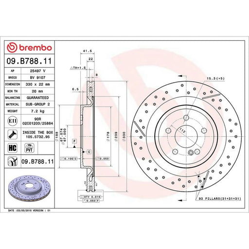 Brembo 2 x / Rear Brake Discs 09.B788.11