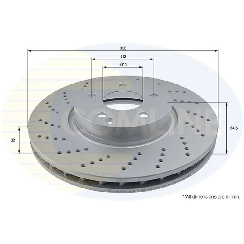 Comline 2 x Perforated/Vented Front Brake Discs ADC1655V