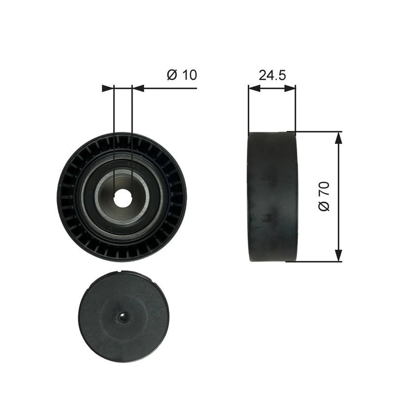 Gates V-Ribbed Belt Deflection/Guide Pulley Lower T38071