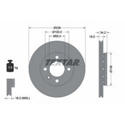 Textar 2 x Externally Vented Front Brake Discs 92072003