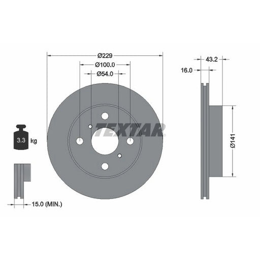 Textar 2 x Front Brake Discs 92113200