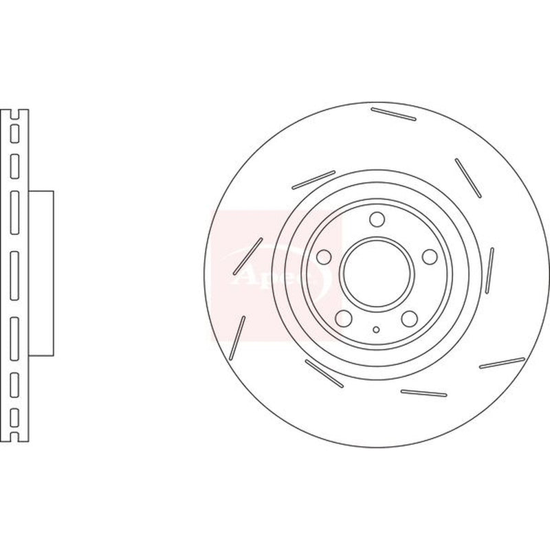 Apec 2 x Slotted/Internally Vented Front Brake Discs DSK3303