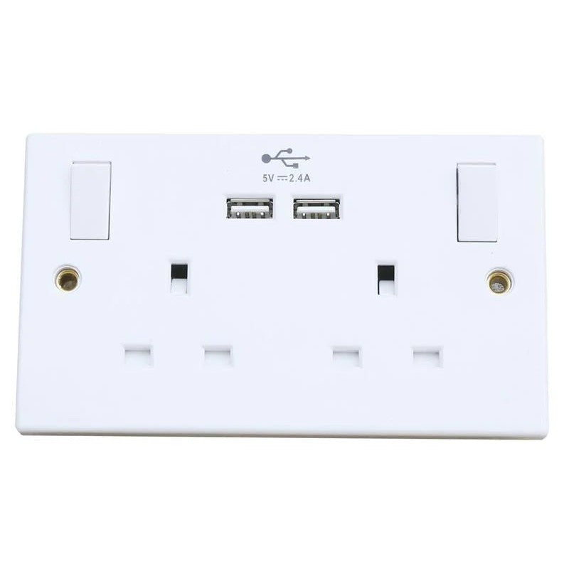 Dencon Switched Socket 2-Gang + 2 USB Ports 13A - 4410NB