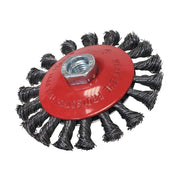 Faithfull Conical Wire Brush 100mm M10x1.5 Bore, 0.50mm Wire - FAIWBTC100MC