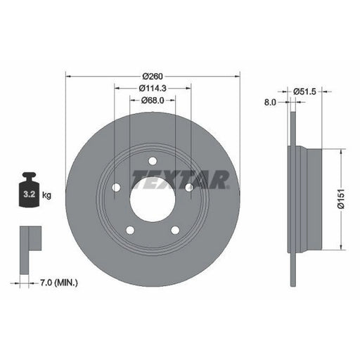 Textar 2 x Solid Rear Brake Discs 92335803