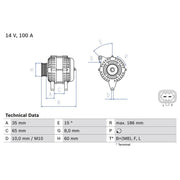 Bosch Car Alternator 12V 0986083610