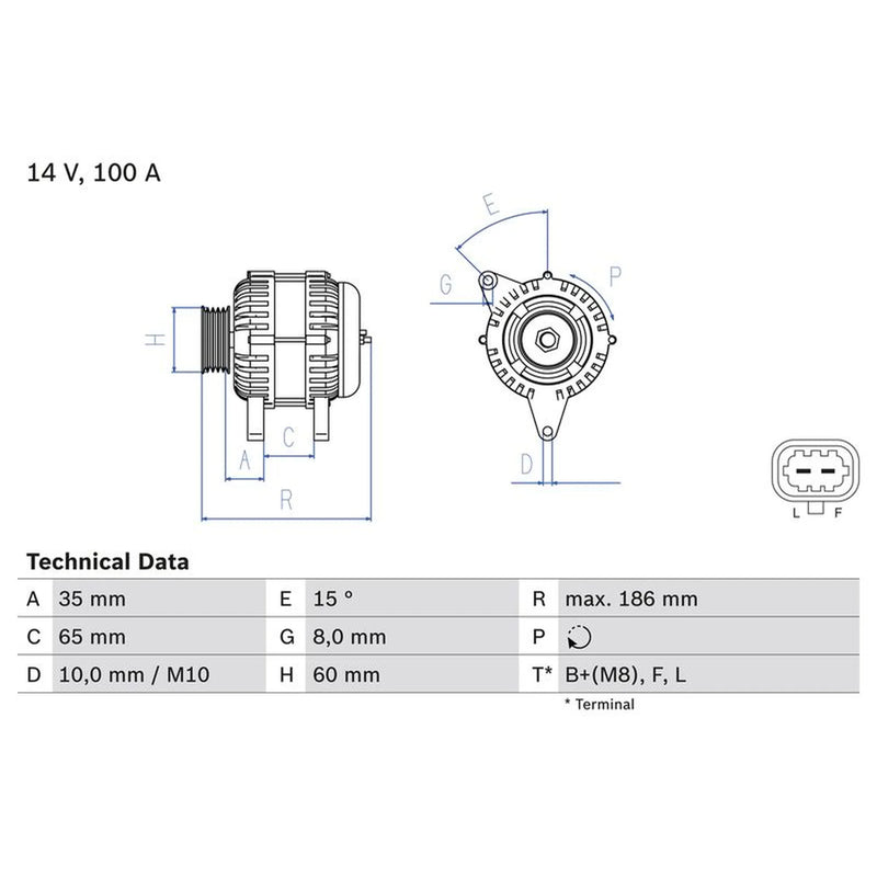Bosch Car Alternator 12V 0986083610