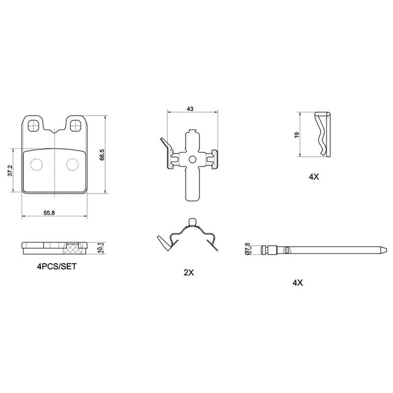 Brembo 4 x Parking Rear Brake Pads P23201