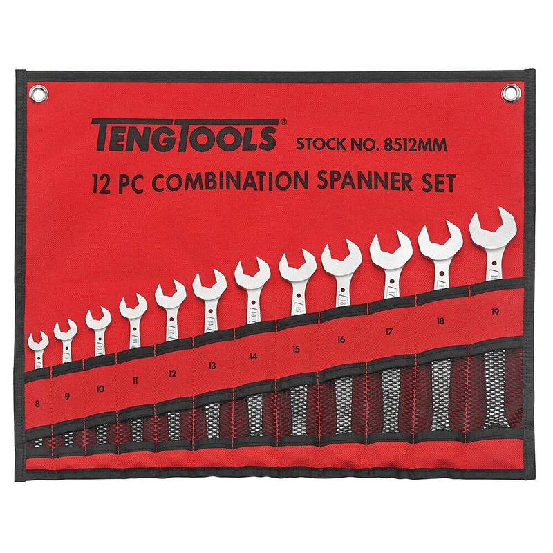 Teng Tools Combination Spanner Set 12 Pieces Anti Slip Tool Roll