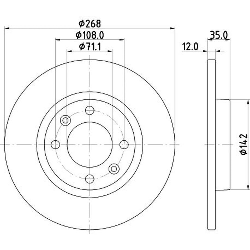 DON 2 x Solid Rear Brake Discs PCD21792
