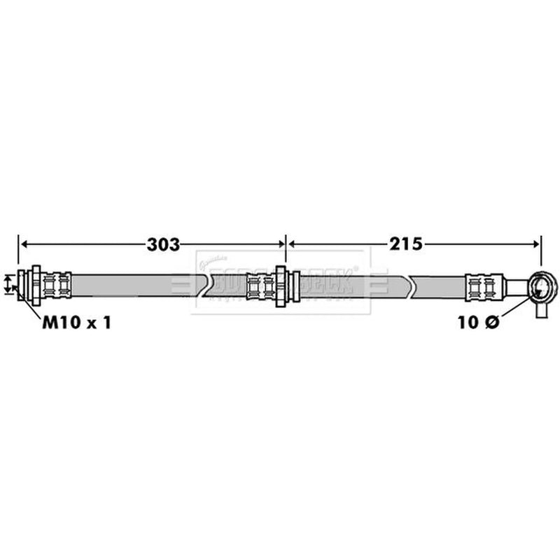 Borg & Beck Brake Hydraulic Hose Line Front Left BBH7158