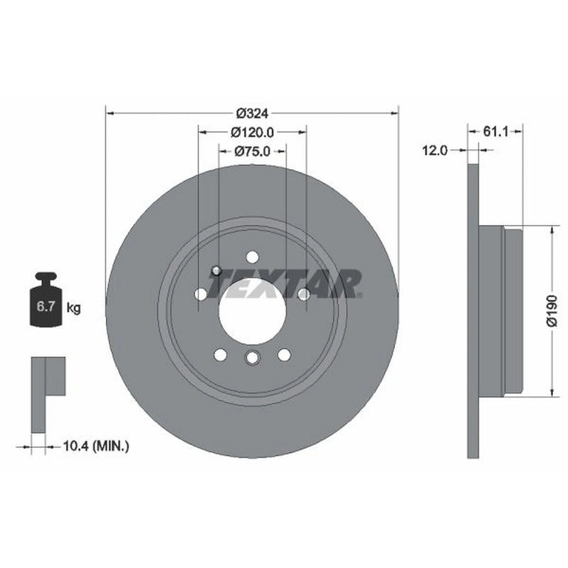 Textar 2 x Solid Rear Brake Discs 92058400
