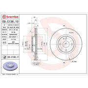 Brembo 2 x Internally Vented Front Brake Discs 09.C136.11
