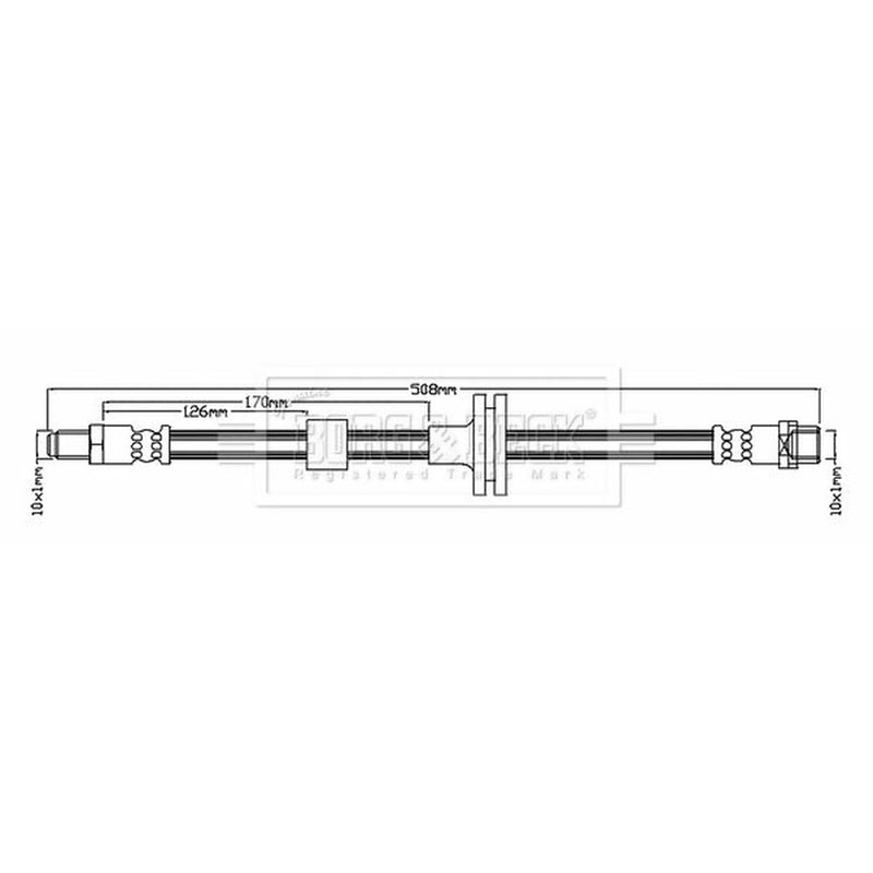 Borg & Beck Brake Hydraulic Hose Line Front Left BBH7086