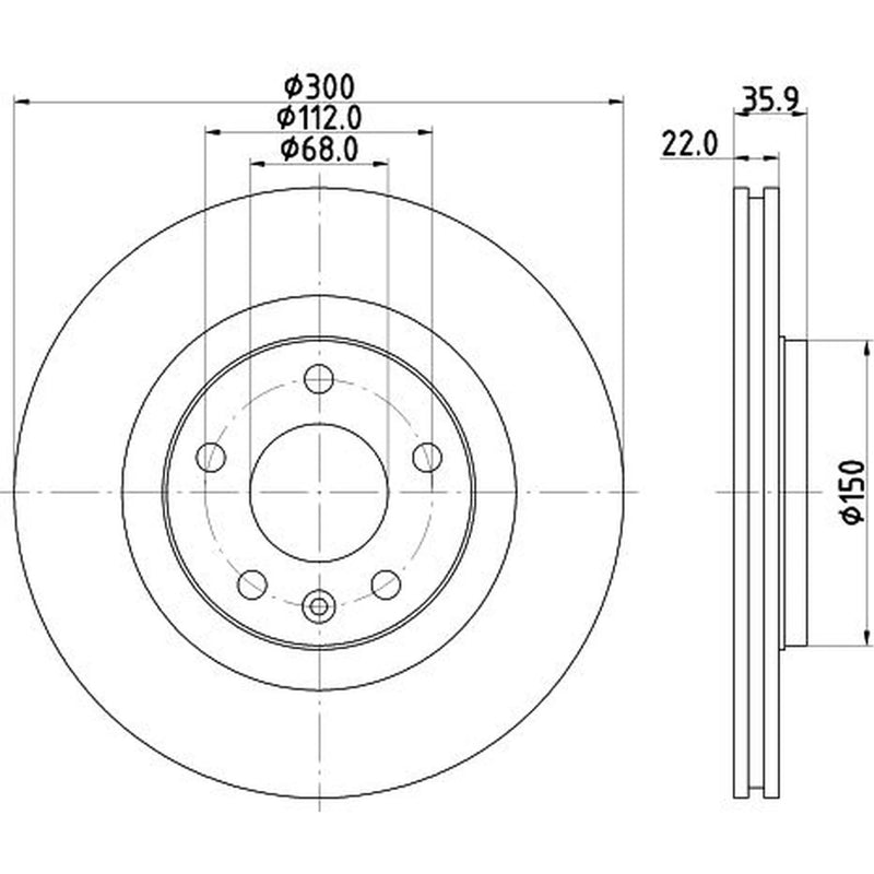 DON 2 x Externally Vented Rear Brake Discs PCD15892