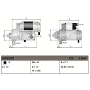 Denso Starter Motor 12V 2.5kW 9 Teeth DSN3090