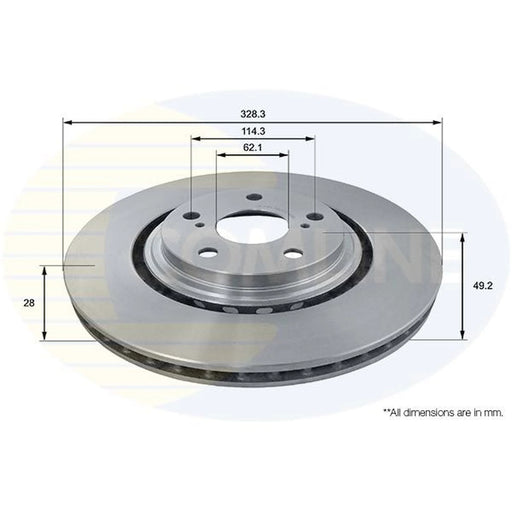 Comline 2 x Internally Vented Front Brake Discs ADC2515V