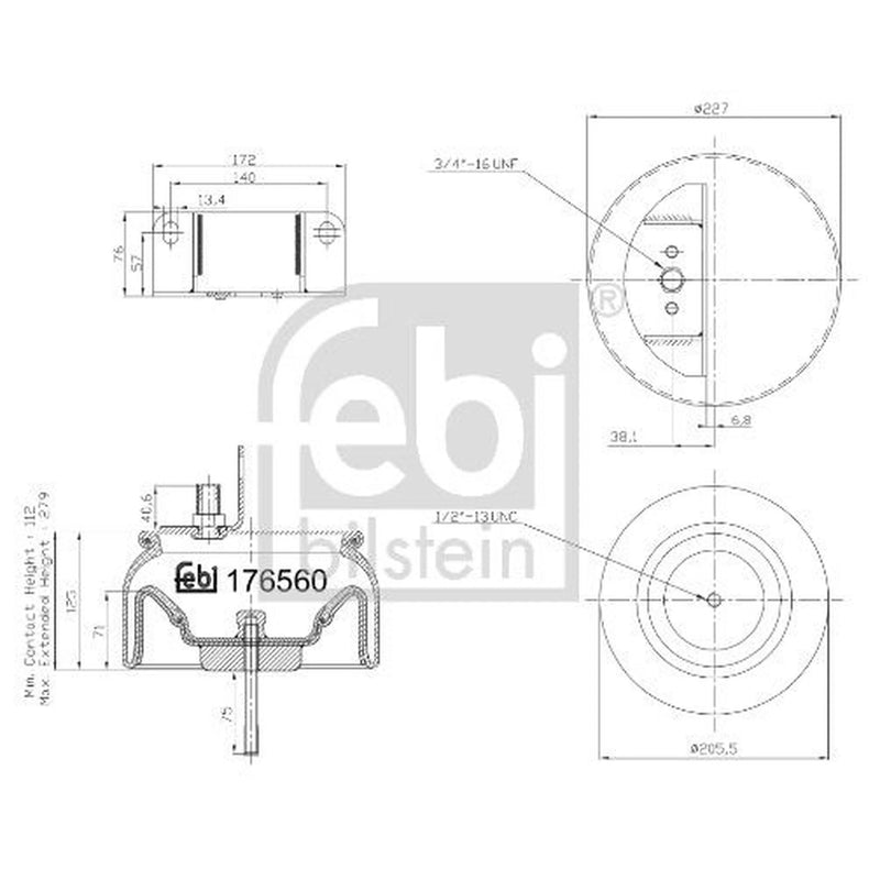 Febi Air Suspension Bellow Rear 176560