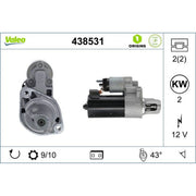 Valeo Starter Motor 12V 2kW Teeth 438531