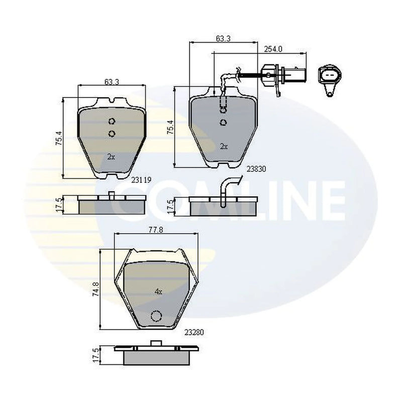 Comline 8 x Front Brake Pad Set CBP11771