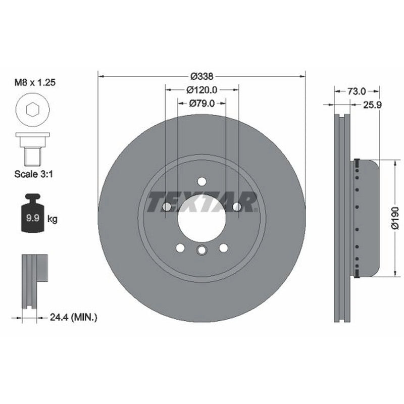 Textar 2 x Two-Piece Front Brake Disc Brake Discs 92219725