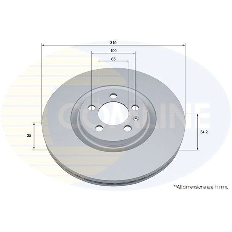 Comline 2 x Front Brake Discs ADC2887V