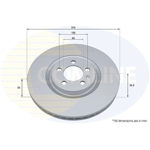 Comline 2 x Front Brake Discs ADC2887V