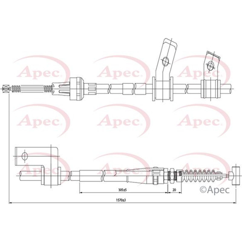Apec Handbrake Cable Left Rear CAB1432
