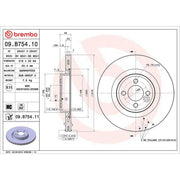 Brembo 2 x Internally Vented Front Brake Discs 09.B754.11