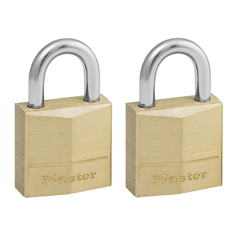 Master Lock Solid Brass 20mm Padlock 3-Pin - Keyed Alike x 2 - 120EURT