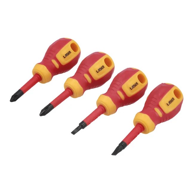 Laser Tools Slim Stubby Insulated Screwdriver Set 4pc - PL