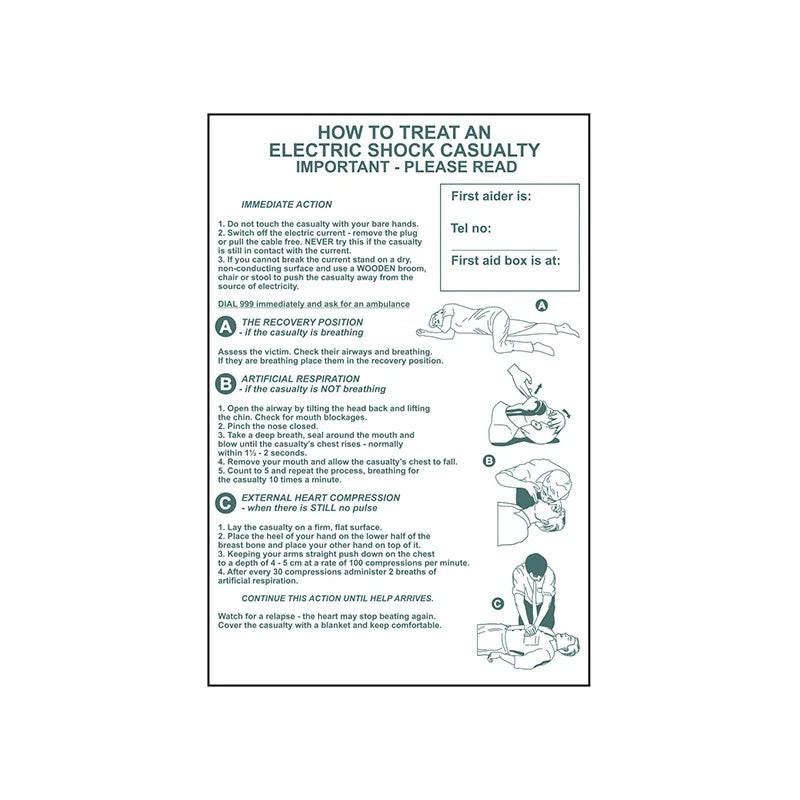 Scan How To Treat An Electric Shock Casualty - PVC Sign 400 x 600mm - 4240