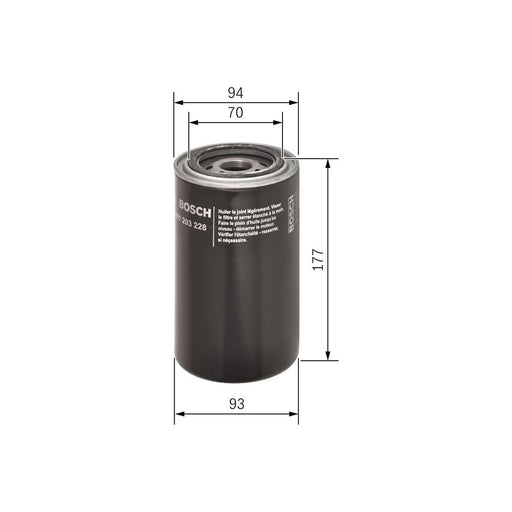 Genuine Bosch Cv Oil Filter P3228/1 (Hgv) Fits Daf Fa55  - 5.9 4X2 - 96-00 04512 Bosch  - Town Parts