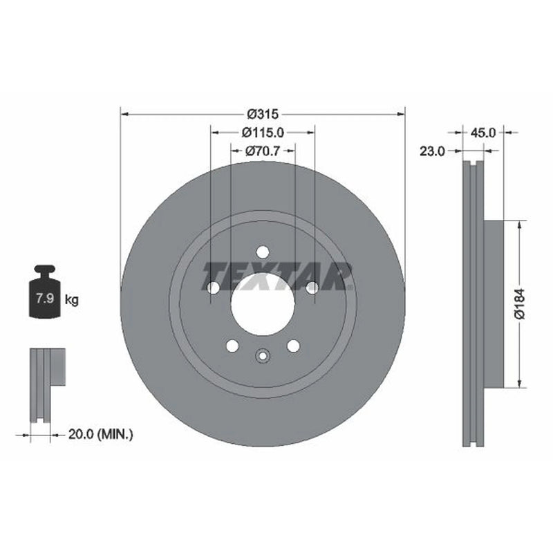 Textar 2 x Rear Brake Discs 92239803