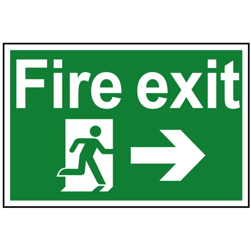 Scan Fire Exit Running Man Arrow Right - PVC Sign 300 x 200mm - 1504