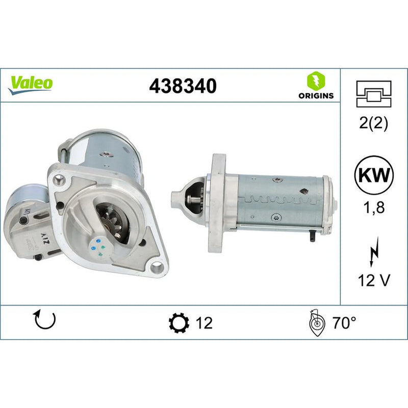 Valeo Starter Motor 12V 1.8kW 12 Teeth 438340