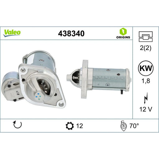 Valeo Starter Motor 12V 1.8kW 12 Teeth 438340