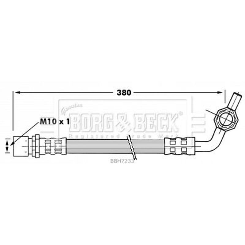 Borg & Beck Brake Hydraulic Hose Line Front Left BBH7233