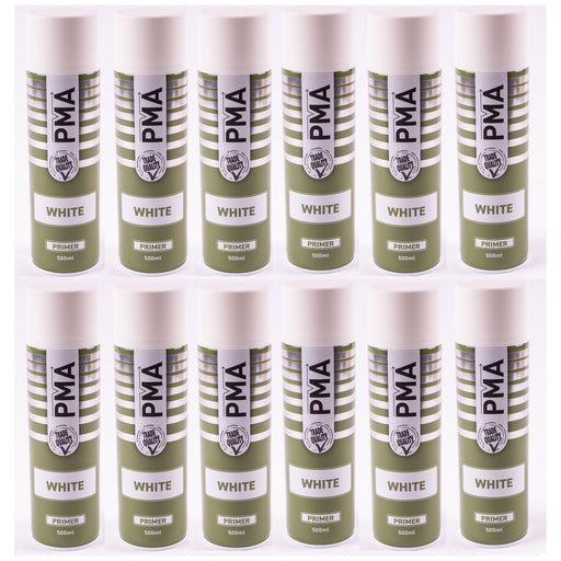 12 x PMA Professional White Primer 500ml Spray Paint High Coverage PMA  - Town Parts