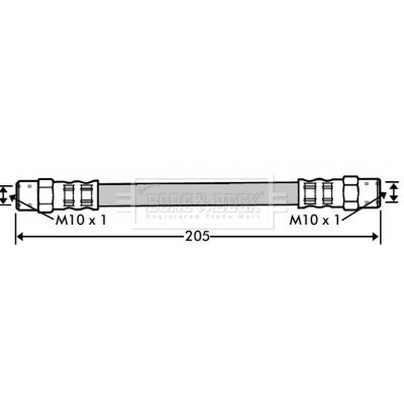 Borg & Beck Brake Hydraulic Hose Line Rear Left BBH7340