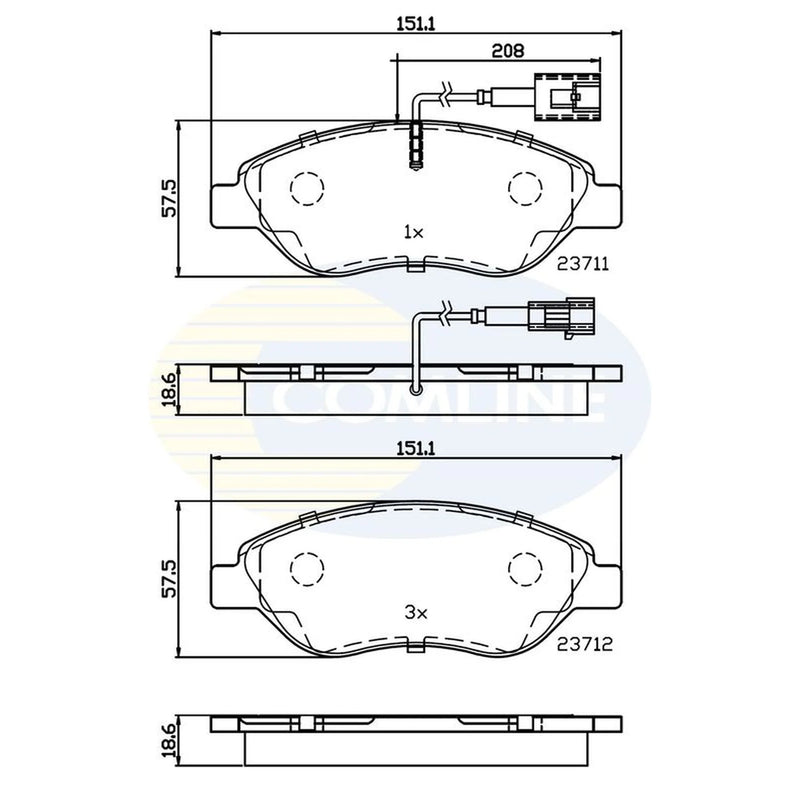 Comline 4 x Front Brake Pad Set CBP11222