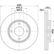 Mintex 2 x Externally Vented Front Brake Discs MDC2208