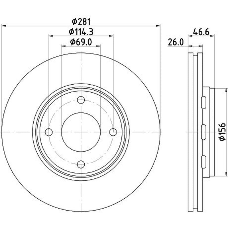 Mintex 2 x Externally Vented Front Brake Discs MDC2208