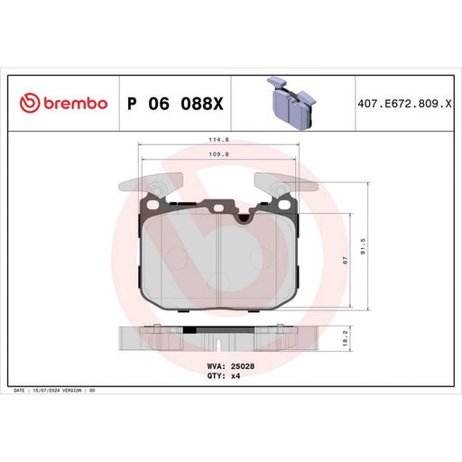 Brembo 4 x Front Brake Pad Set P06088X