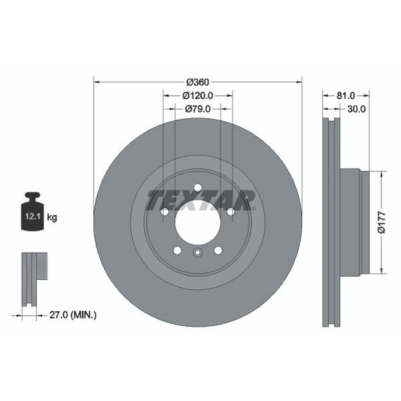 Textar 2 x Front Brake Discs 92178403