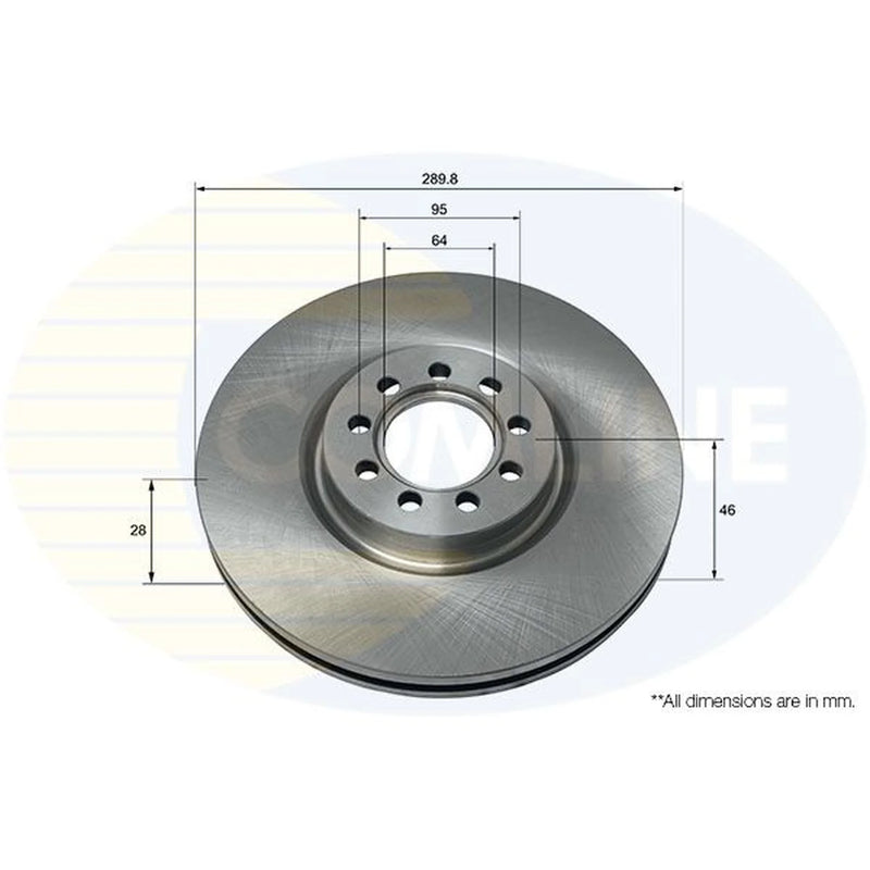 Comline 2 x Internally Vented Front Brake Discs ADC9088V
