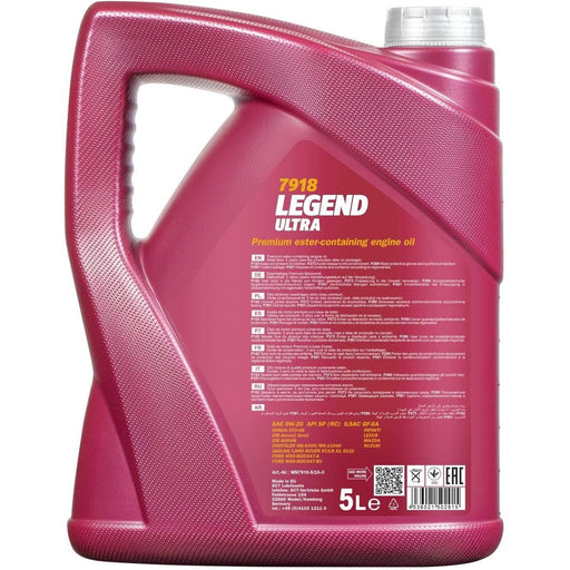MANNOL 5L 0W20 Fully Synthetic Long Life Engine Oil API SP, GF-5, Dexos1 Gen2
