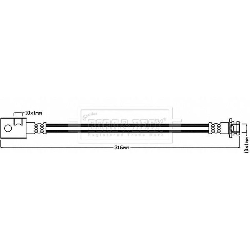 Borg & Beck Brake Hydraulic Hose Line Rear Right BBH8246